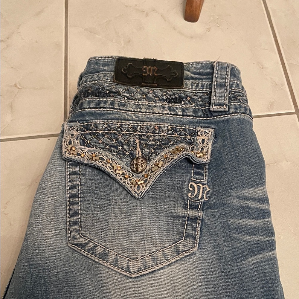 Miss Me Embellished Blue Straight Leg Jeans - Picture 6 of 8